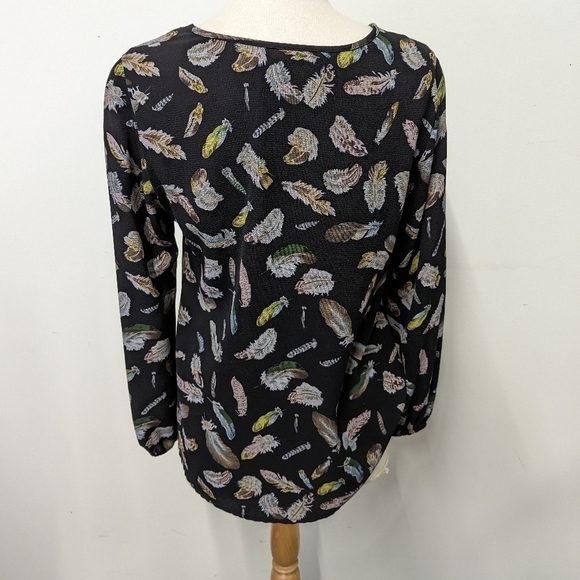 NOIR Black Blouse with Feathers L - Picture 7 of 12
